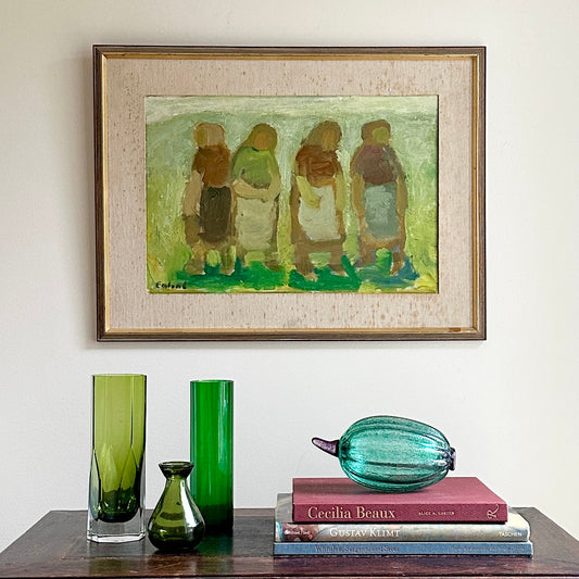 Vintage Mid Century Oil Painting Signed Emland from Sweden