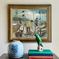 Load image into Gallery viewer, Original Vintage Oil Painting Of Harbor From Sweden by A Wallsten
