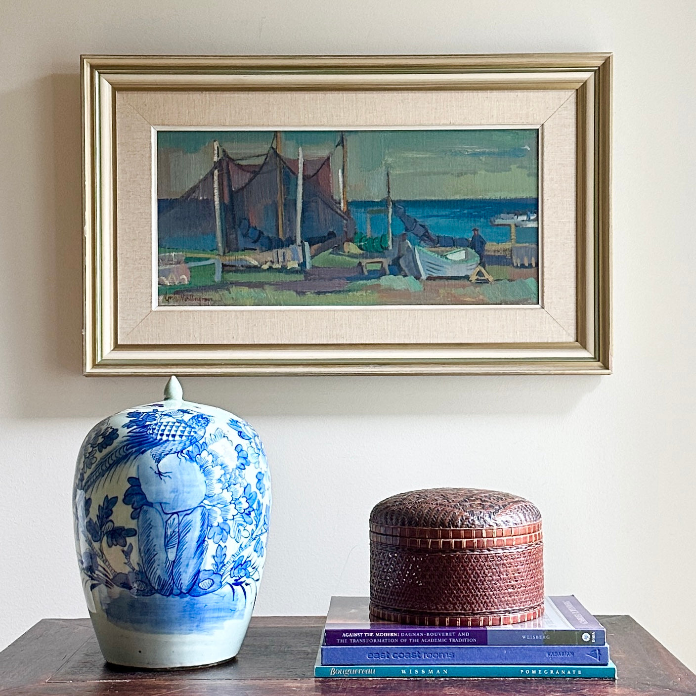 Mid Century Original Coastal Oil Painting From Sweden