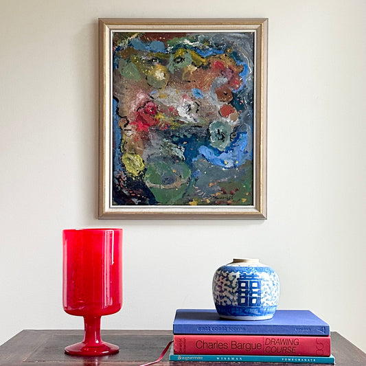 Vintage Mid Century Still Life Floral Oil Painting From Sweden