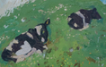 Load image into Gallery viewer, Vintage Original Cow Oil Painting from Sweden
