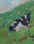 Load image into Gallery viewer, Vintage Original Cow Oil Painting from Sweden
