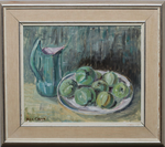 Vintage Mid Century Still Life of Apples Oil Painting from Sweden
