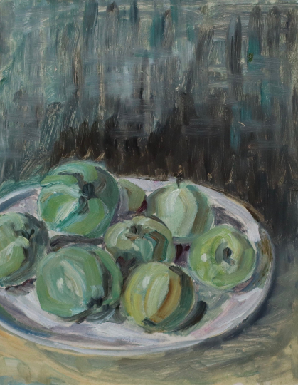 Vintage Mid Century Still Life of Apples Oil Painting from Sweden