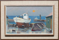 Load image into Gallery viewer, Mid Century Oil Painting of Harbor From Sweden
