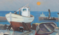 Load image into Gallery viewer, Mid Century Oil Painting of Harbor From Sweden
