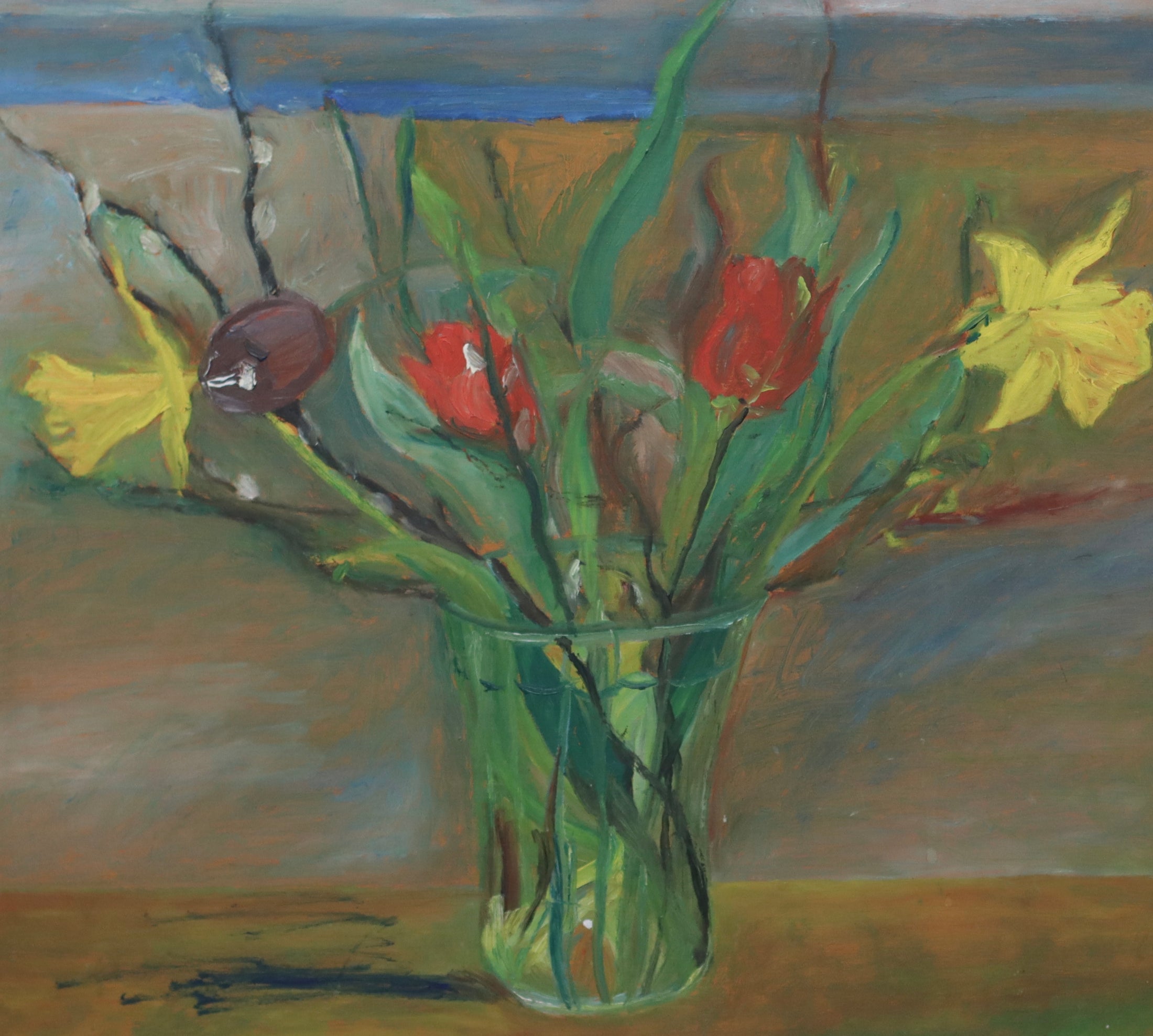 Large Vintage Flower Painting from Sweden by H Rosenquist 1949