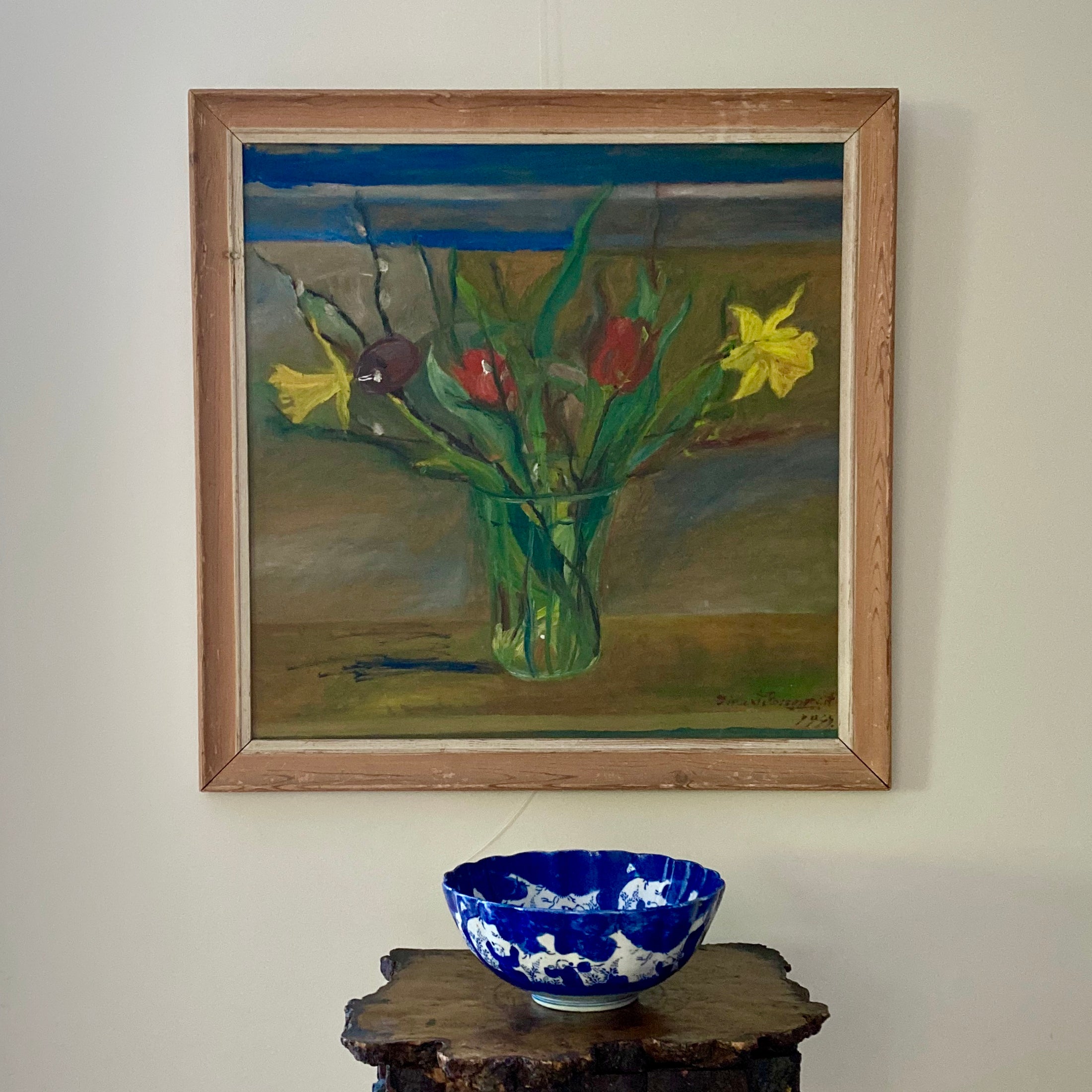 Large Vintage Flower Painting from Sweden by H Rosenquist 1949