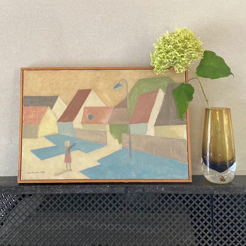 Mid Century Oil Painting by Christian Voulethe from 1959