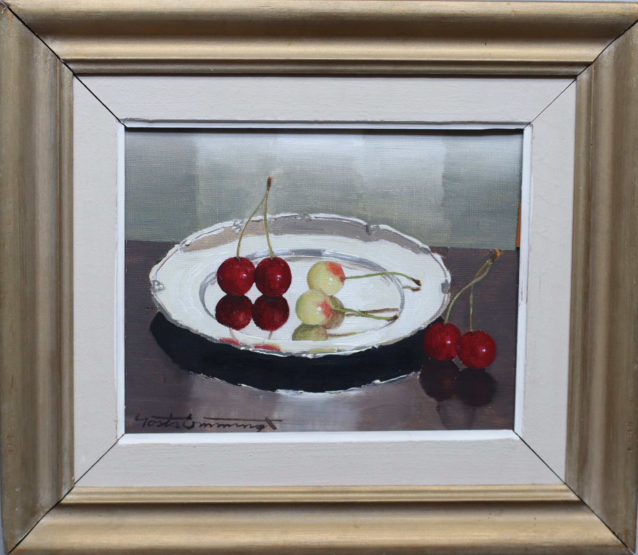 Vintage Still Life of Cherries By Gösta Emming From Sweden