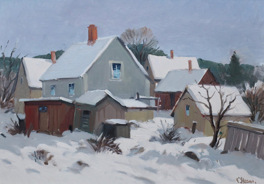 Vintage Winter Landscape Oil Painting From Sweden By Eskil Skans