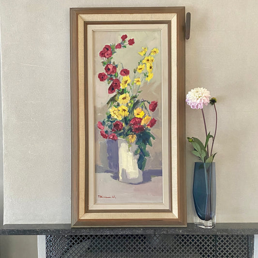 Mid Century Still Life Oil Painting by Tage Ahlm From Sweden