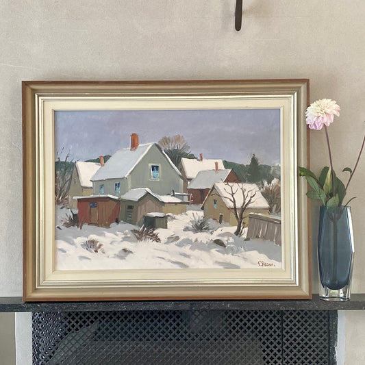 Vintage Winter Landscape Oil Painting From Sweden By Eskil Skans