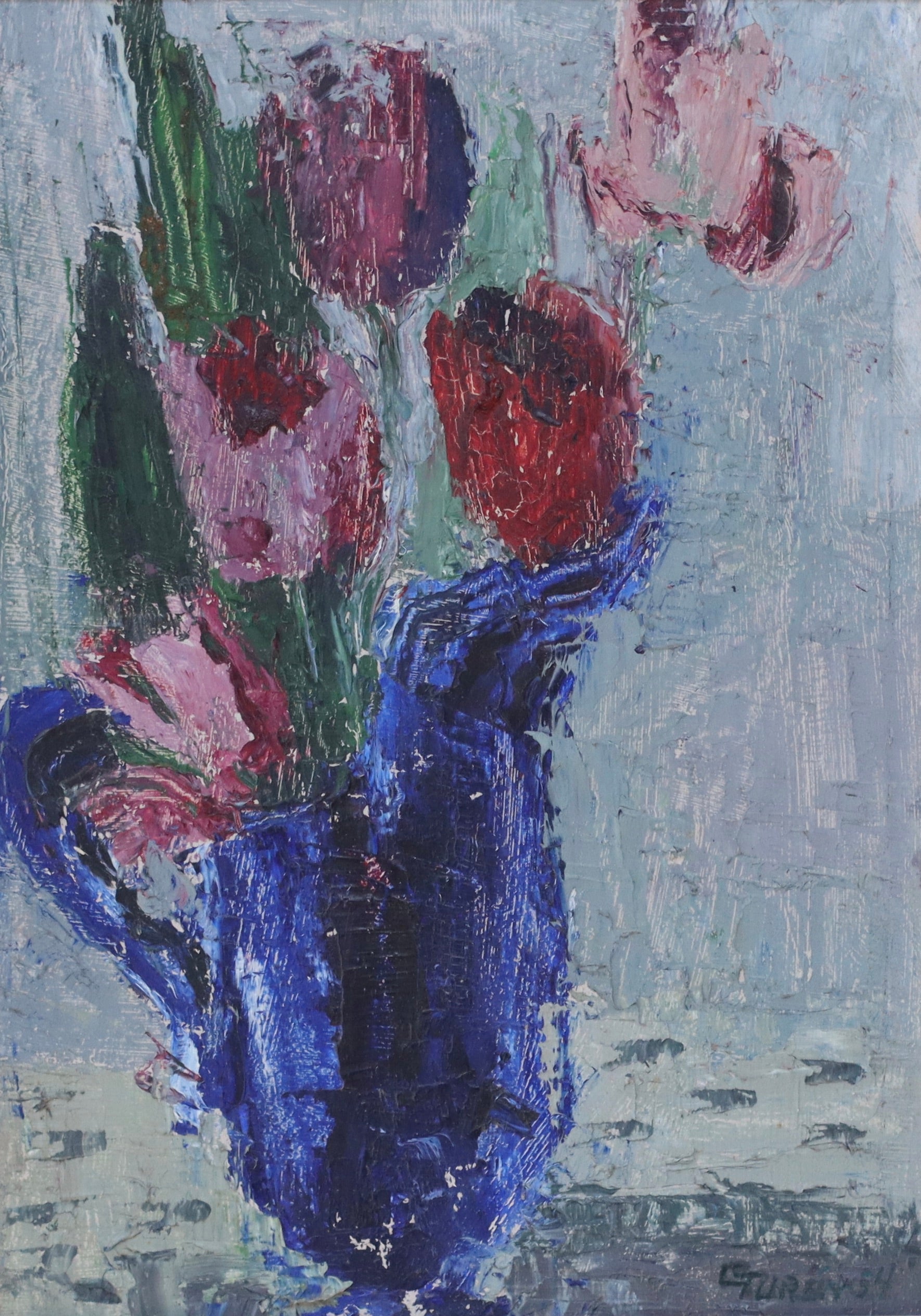 Mid Century Vintage Oil Painting From Sweden by Greta Turén 1954