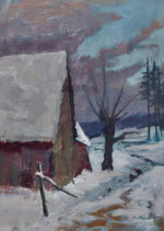 Vintage Winter Oil Painting From Sweden by Bertil Landelius