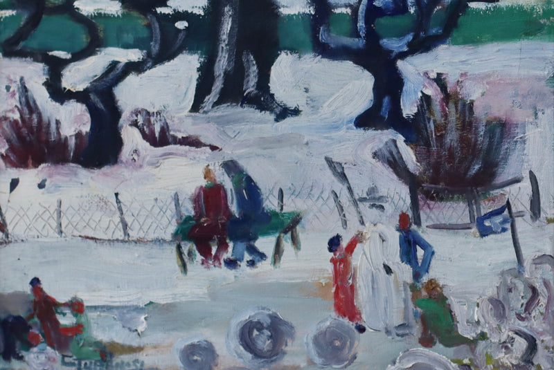 Mid Century Winter Landscape Painting By Greta Turén 1951