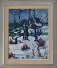 Load image into Gallery viewer, Mid Century Winter Landscape Painting By Greta Turén 1951
