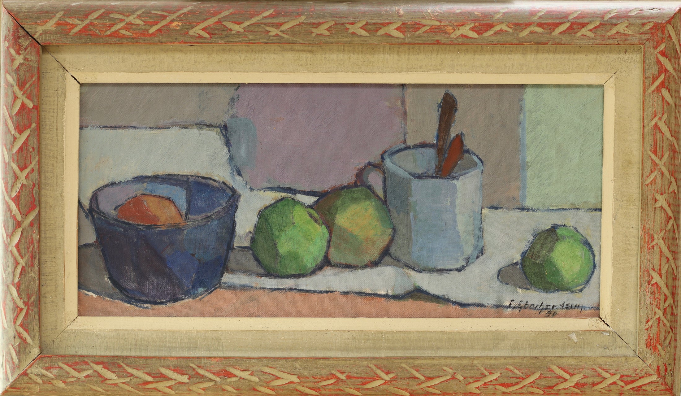 Mid Century Still Life Oil Painting By Ebbe Eberhardson Sweden