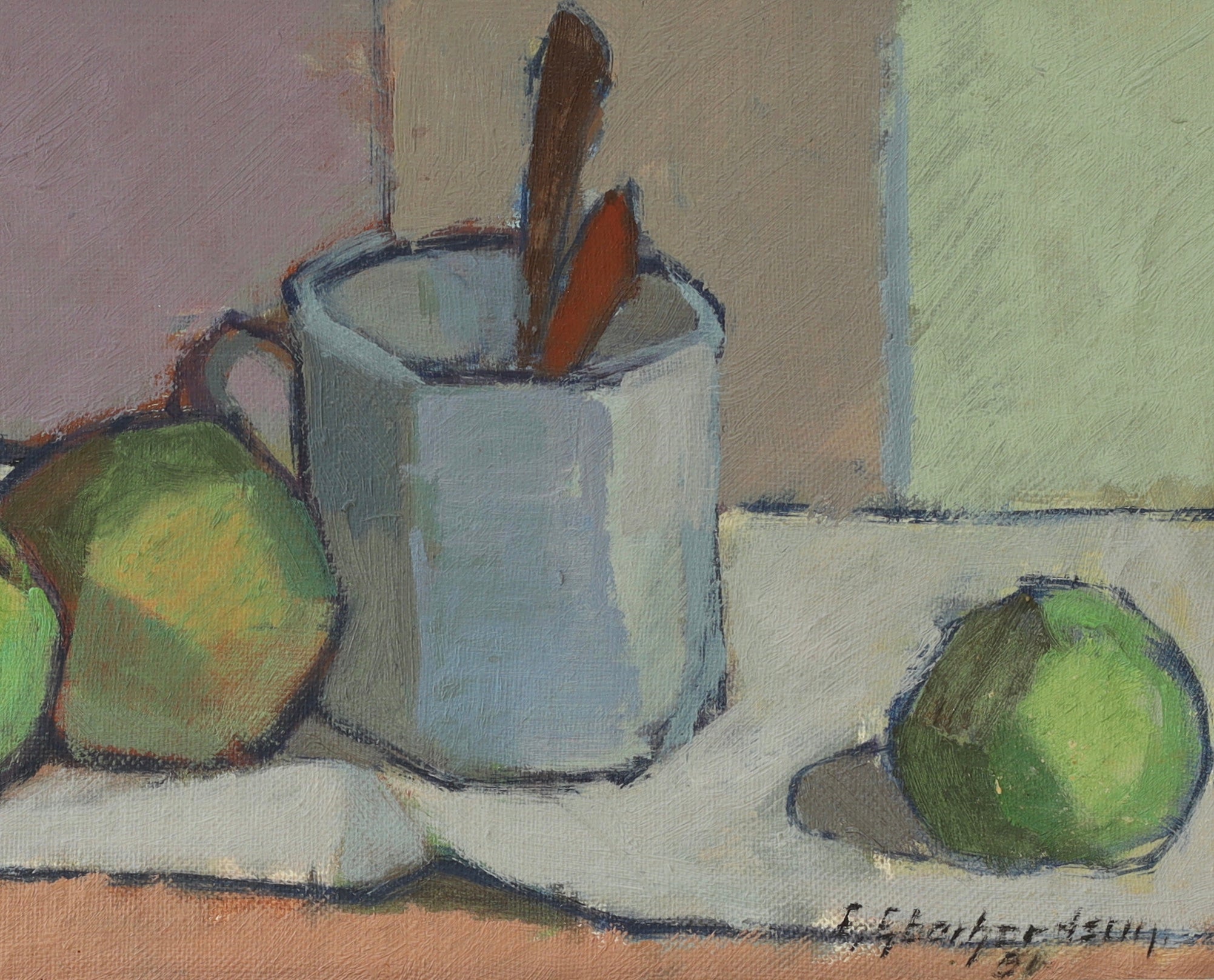 Mid Century Still Life Oil Painting By Ebbe Eberhardson Sweden