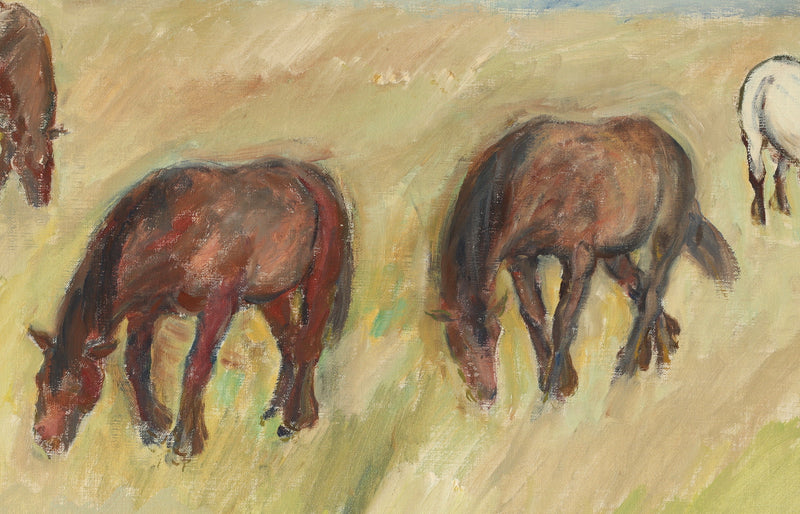 Vintage Oil Painting of Horses by Anders A Jönsson Sweden