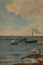 Original Mid Century Seascape Oil Painting By Gustav Berlin 1966