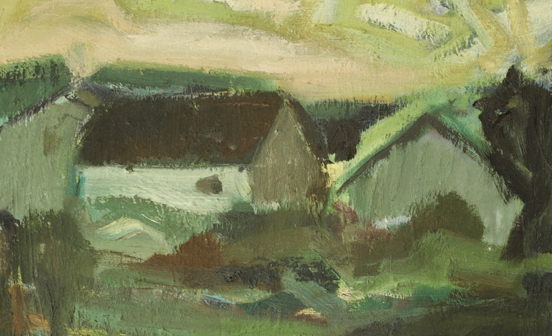 Mid Century Oil Painting Landscape By Fabian Lundqvist From Sweden