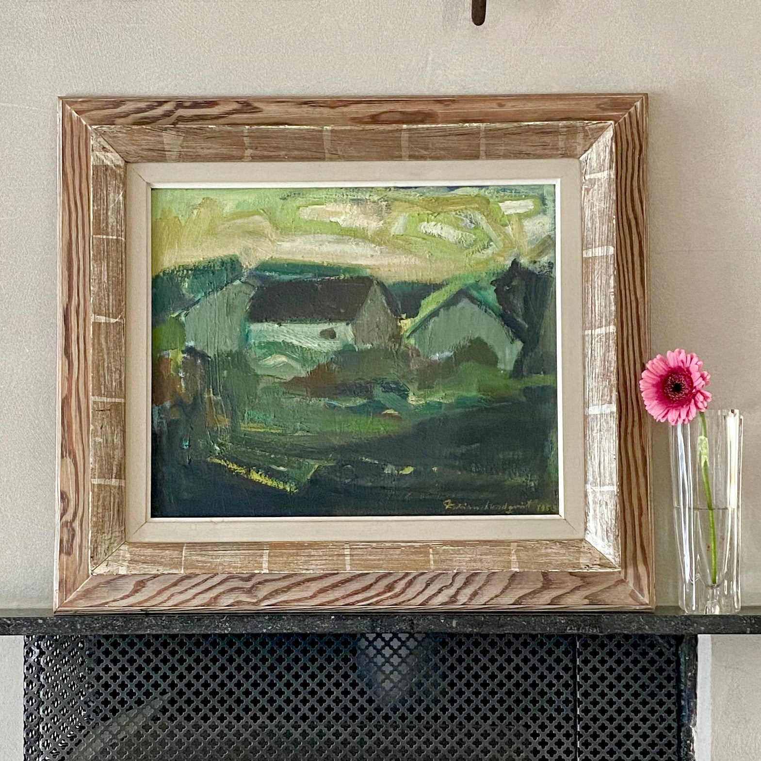 Mid Century Oil Painting Landscape By Fabian Lundqvist From Sweden