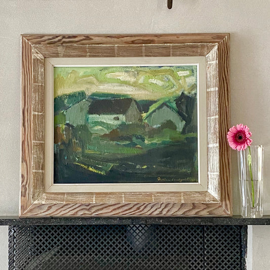 Mid Century Oil Painting Landscape By Fabian Lundqvist From Sweden