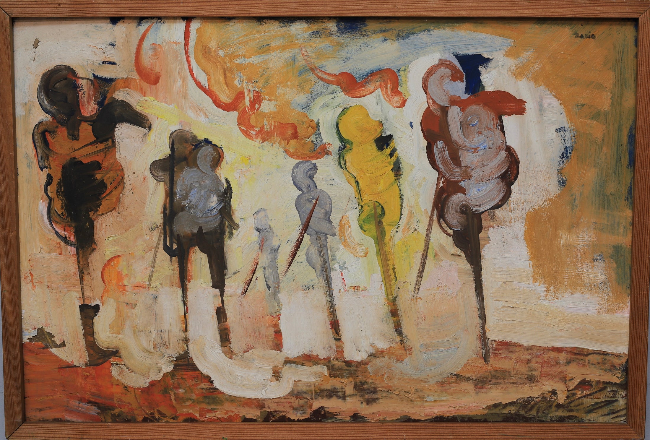 Vintage Mid Century Art Oil Painting From Sweden