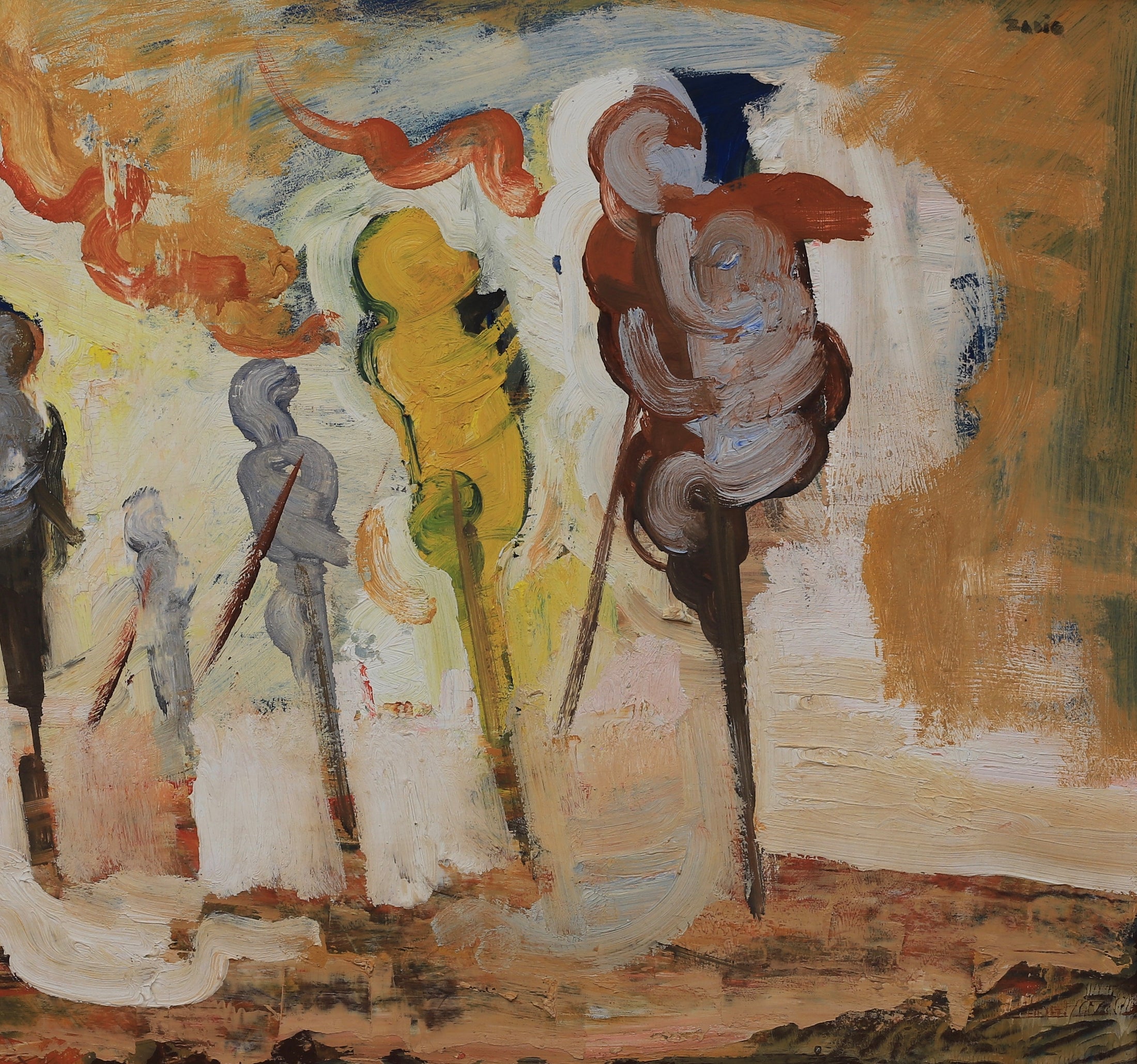 Vintage Mid Century Art Oil Painting From Sweden