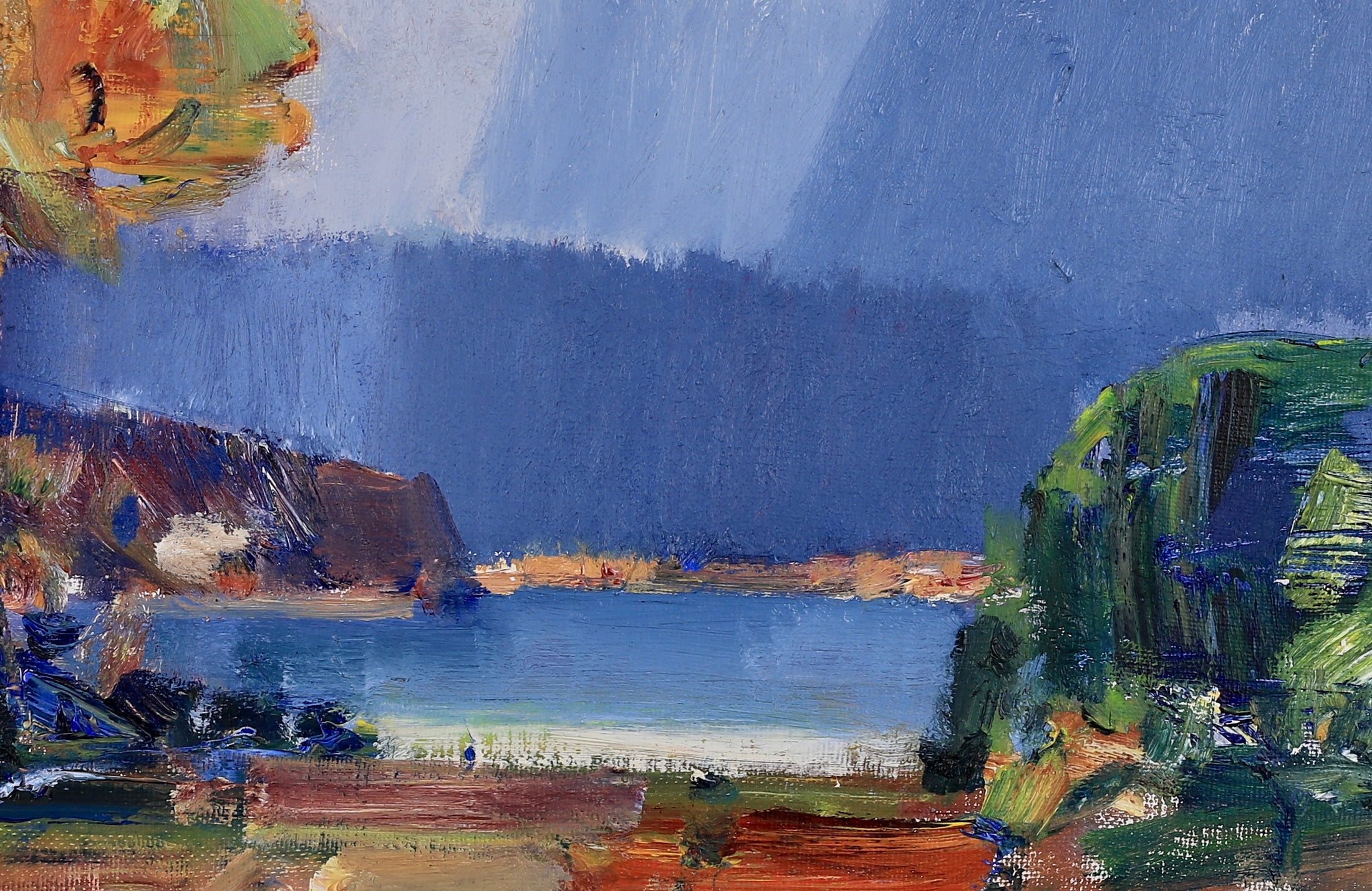 Mid Century Original Landscape Oil Painting From Sweden by L Falk