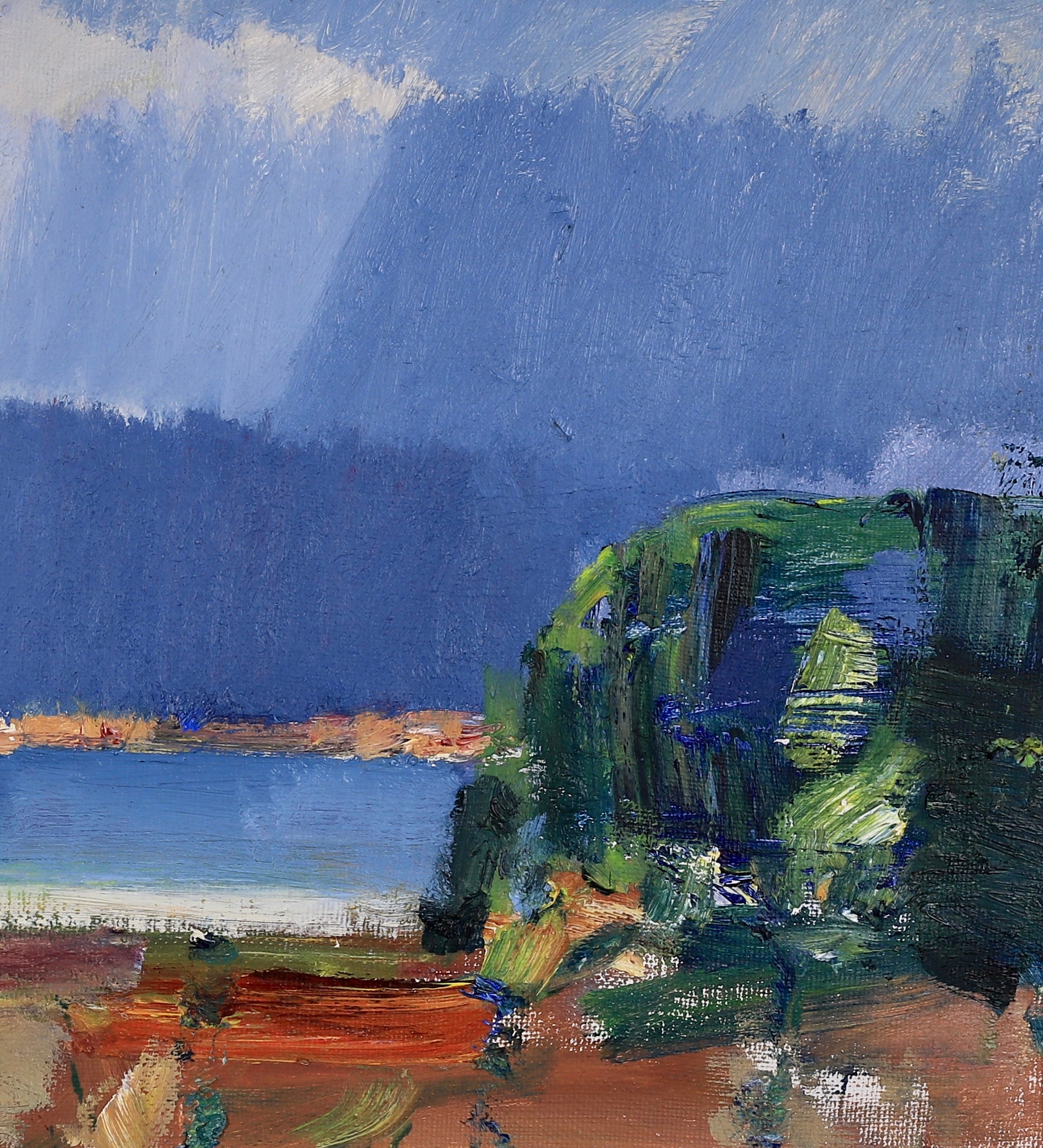 Mid Century Original Landscape Oil Painting From Sweden by L Falk