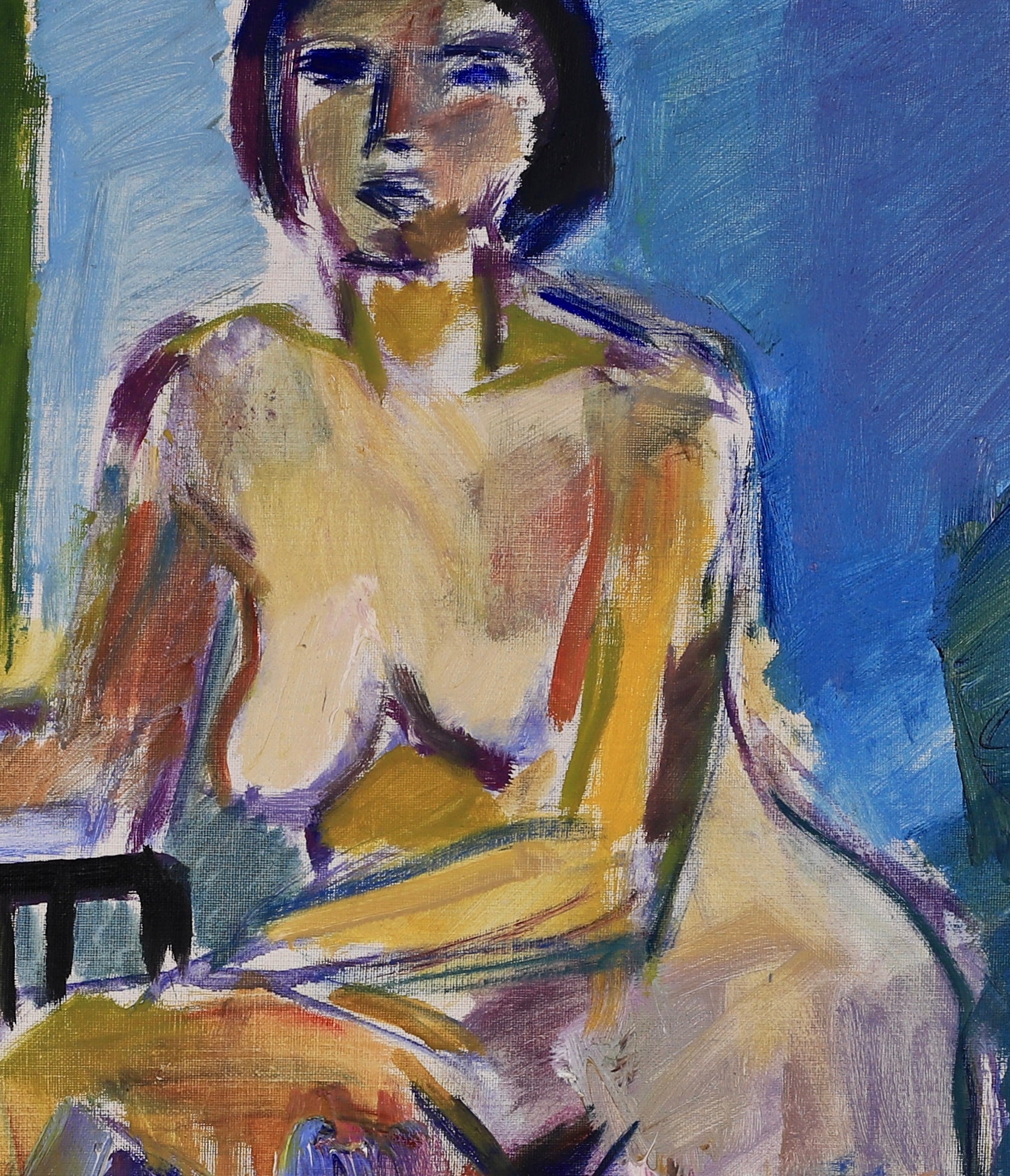 Mid Century Original Figure Oil Painting by Arthur Y Nilsson Sweden