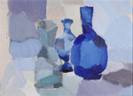 Mid Century Original Still Life Oil Painting in Blues from Sweden