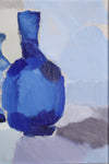 Mid Century Original Still Life Oil Painting in Blues from Sweden