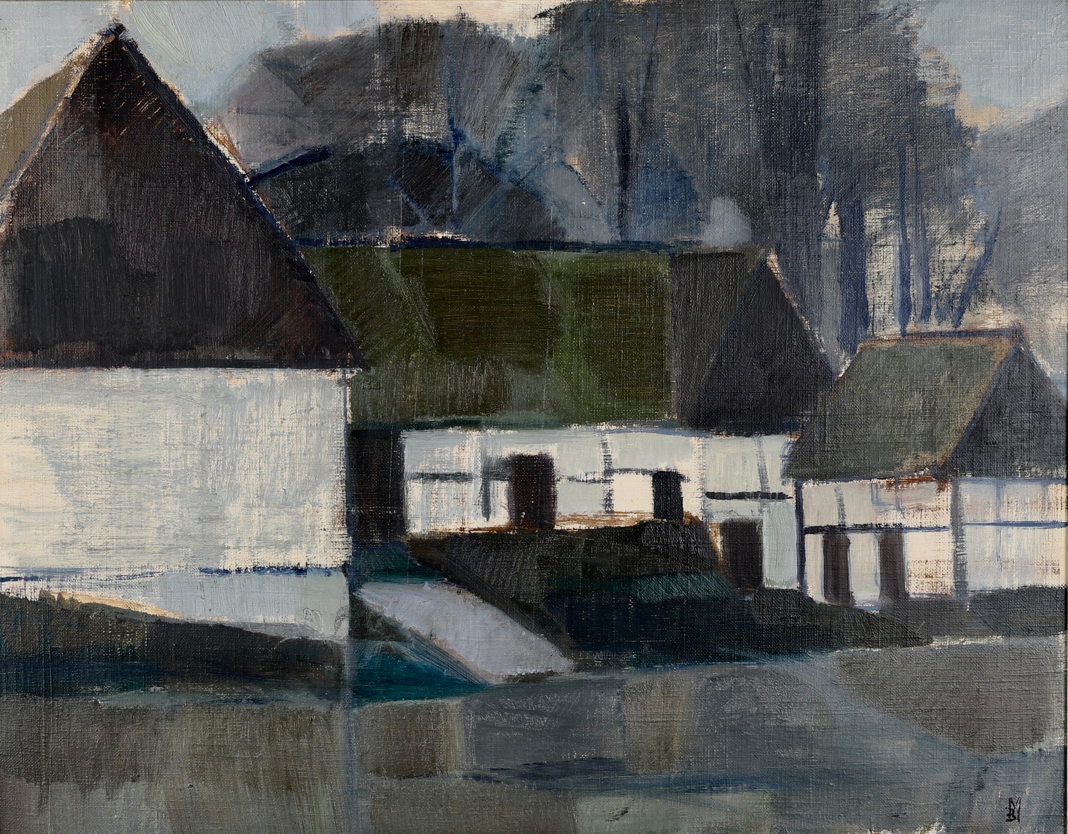 Vintage Original Mid Century Landscape Oil Painting Sweden