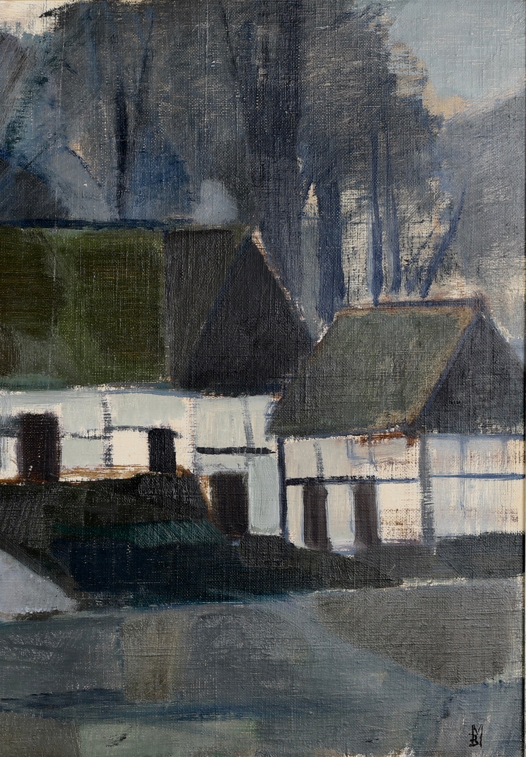 Vintage Original Mid Century Landscape Oil Painting Sweden