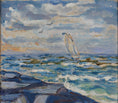 Load image into Gallery viewer, Striking Mid Century Seascape Oil Painting Arnold Eres Sweden
