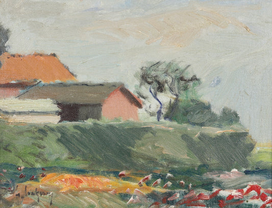 Vintage Mid Century Oil Painting From Sweden by Gideon Isaksson