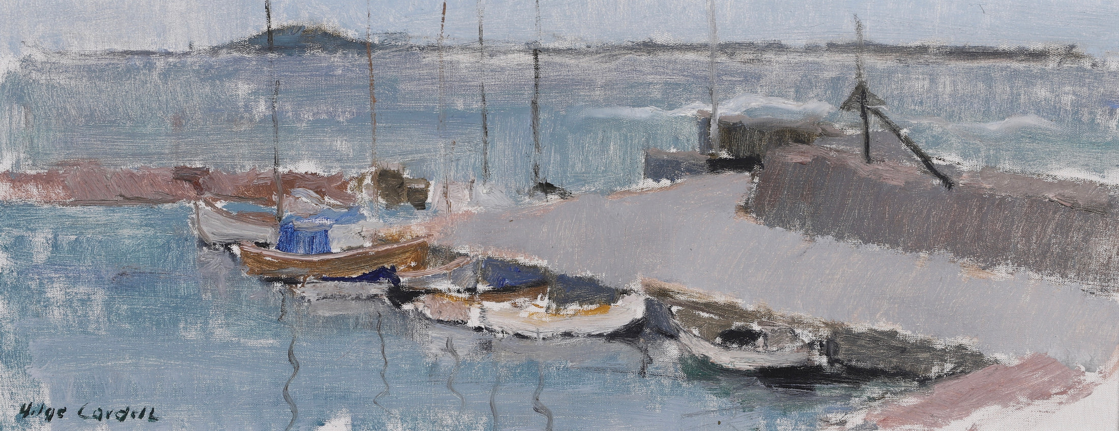 Mid Century Original Seascape Oil Painting From Sweden By Helge Cardell