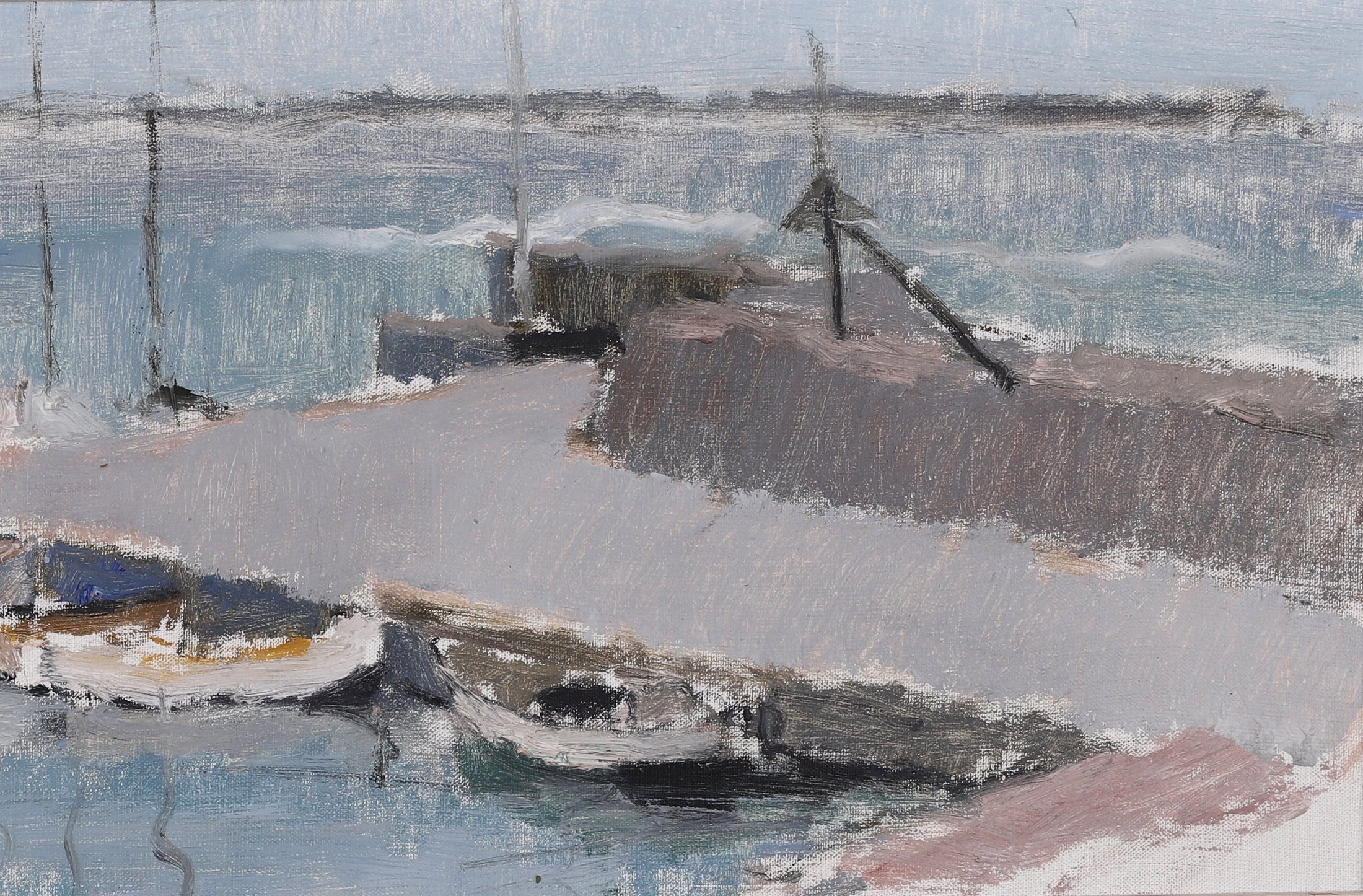Mid Century Original Seascape Oil Painting From Sweden By Helge Cardell