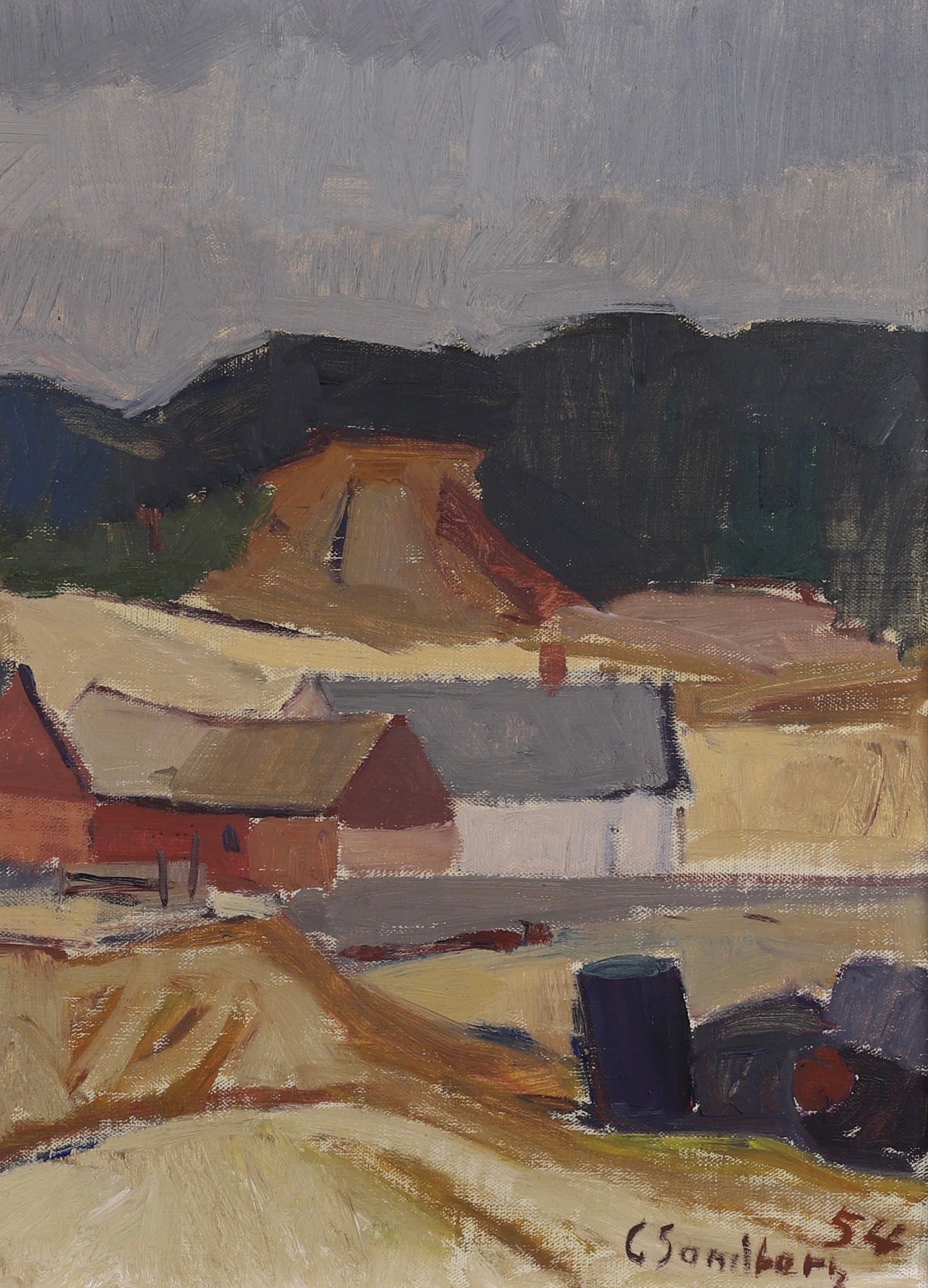 Vintage Landscape Oil Painting by Gotthard Sandberg from Sweden