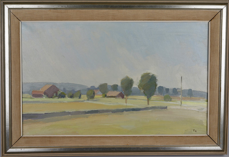 Vintage Landscape Oil Painting by Tage Nilsson from Sweden