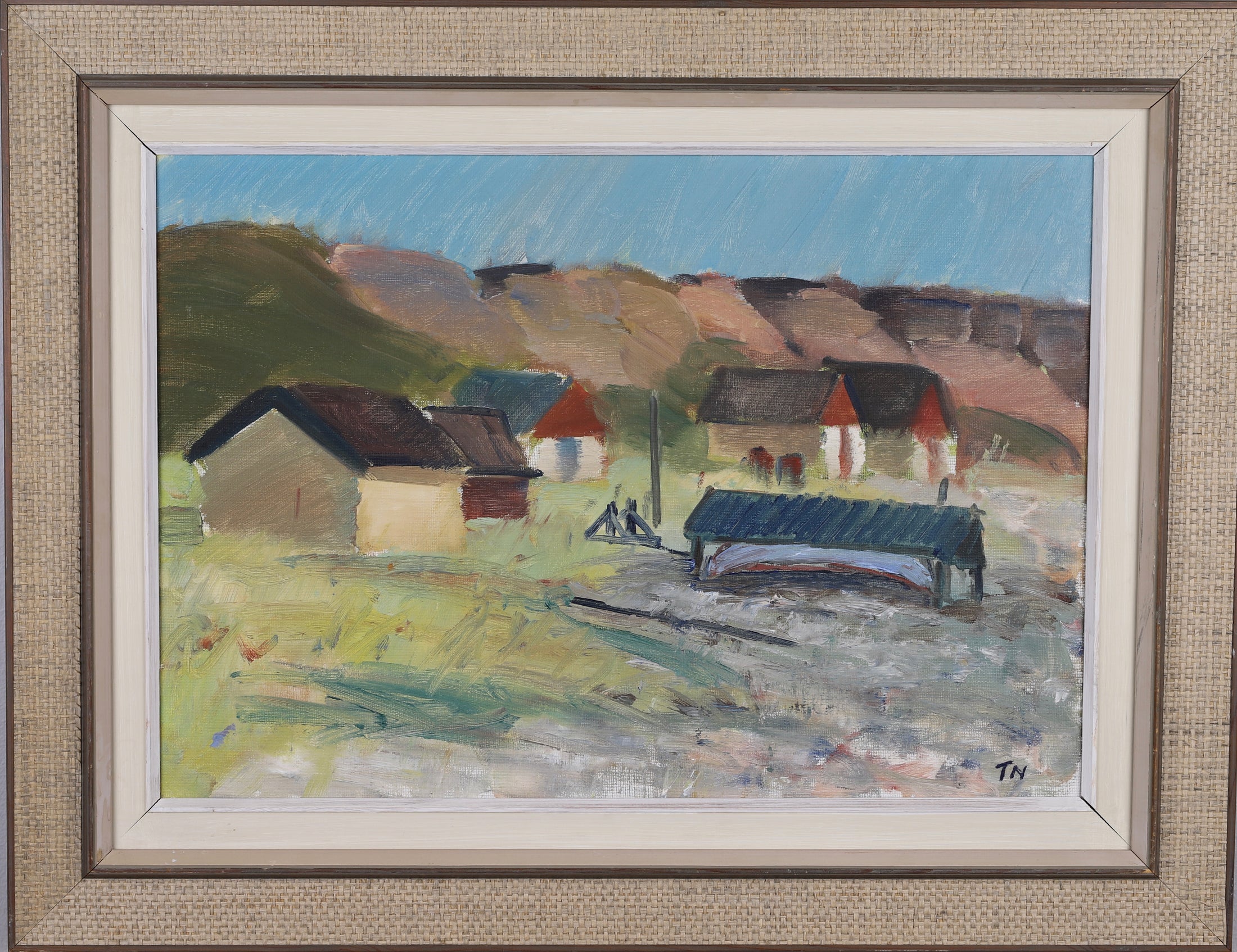 Vintage Coastal Painting by Tage Nilsson from Sweden