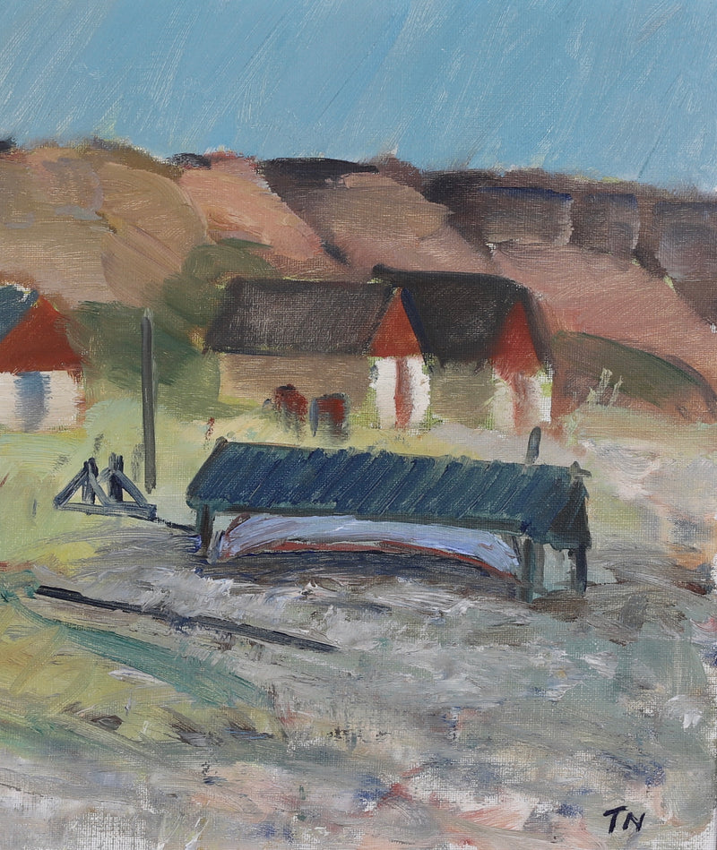 Vintage Coastal Painting by Tage Nilsson from Sweden
