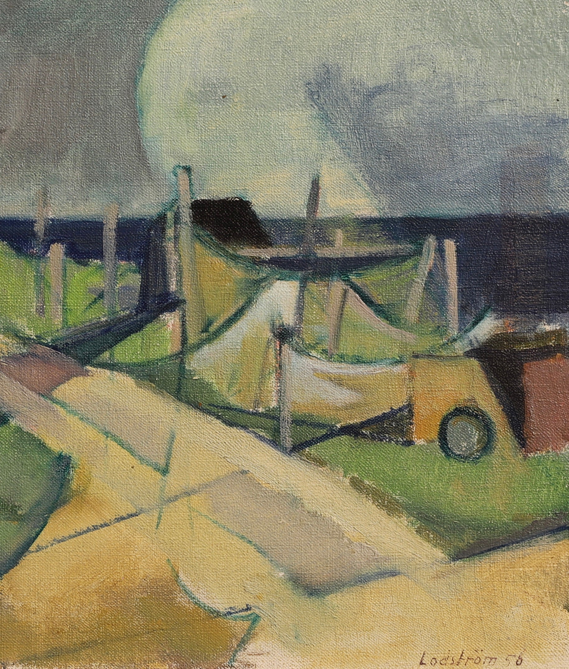 Mid Century Coastal Painting by G Lodström from Sweden