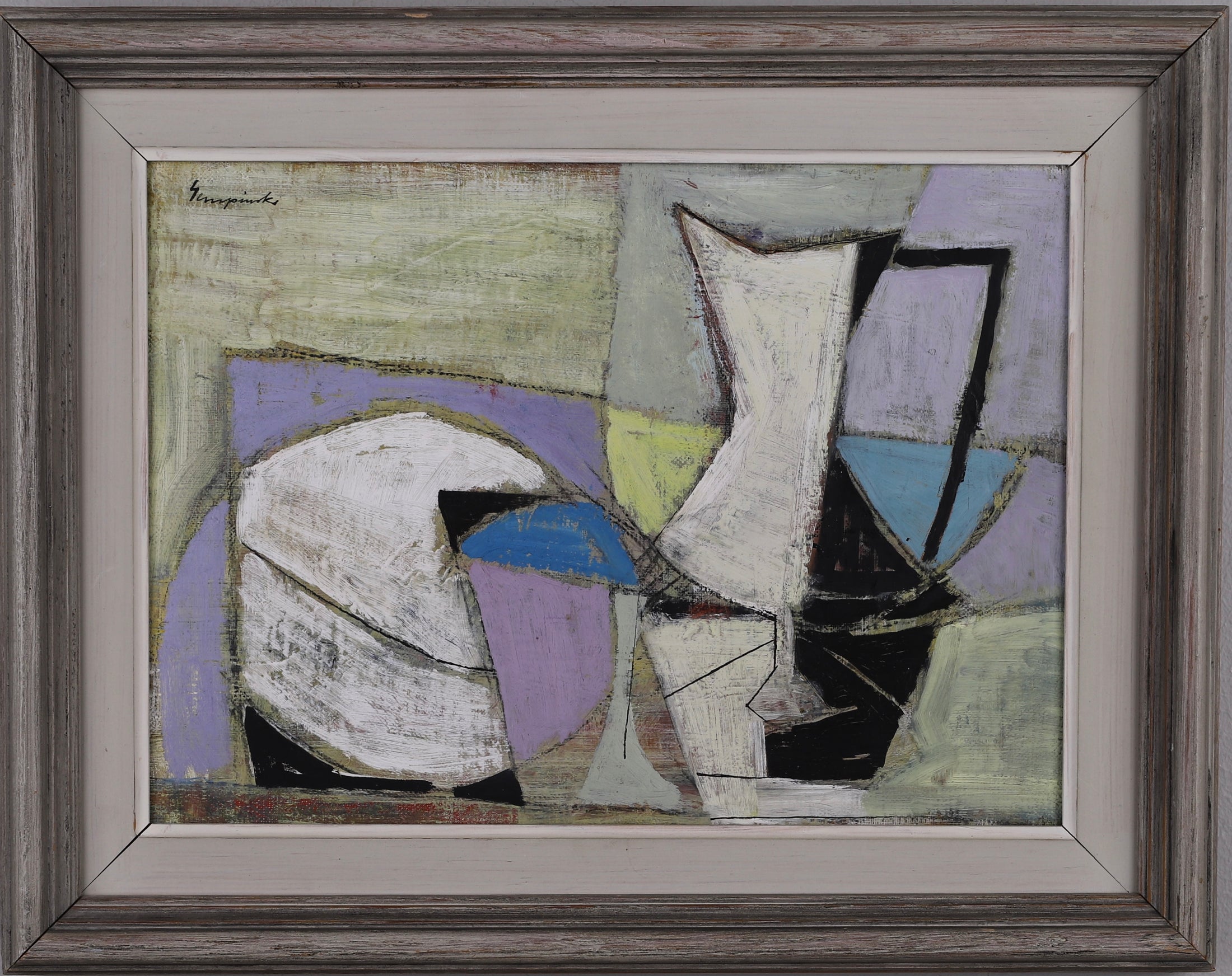 Mid Century Original Still Life Oil Painting By Sempinski Sweden