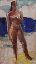 Load image into Gallery viewer, Mid Century Original Figure Oil Painting by I Brazda Sweden
