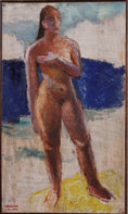 Load image into Gallery viewer, Mid Century Original Figure Oil Painting by I Brazda Sweden
