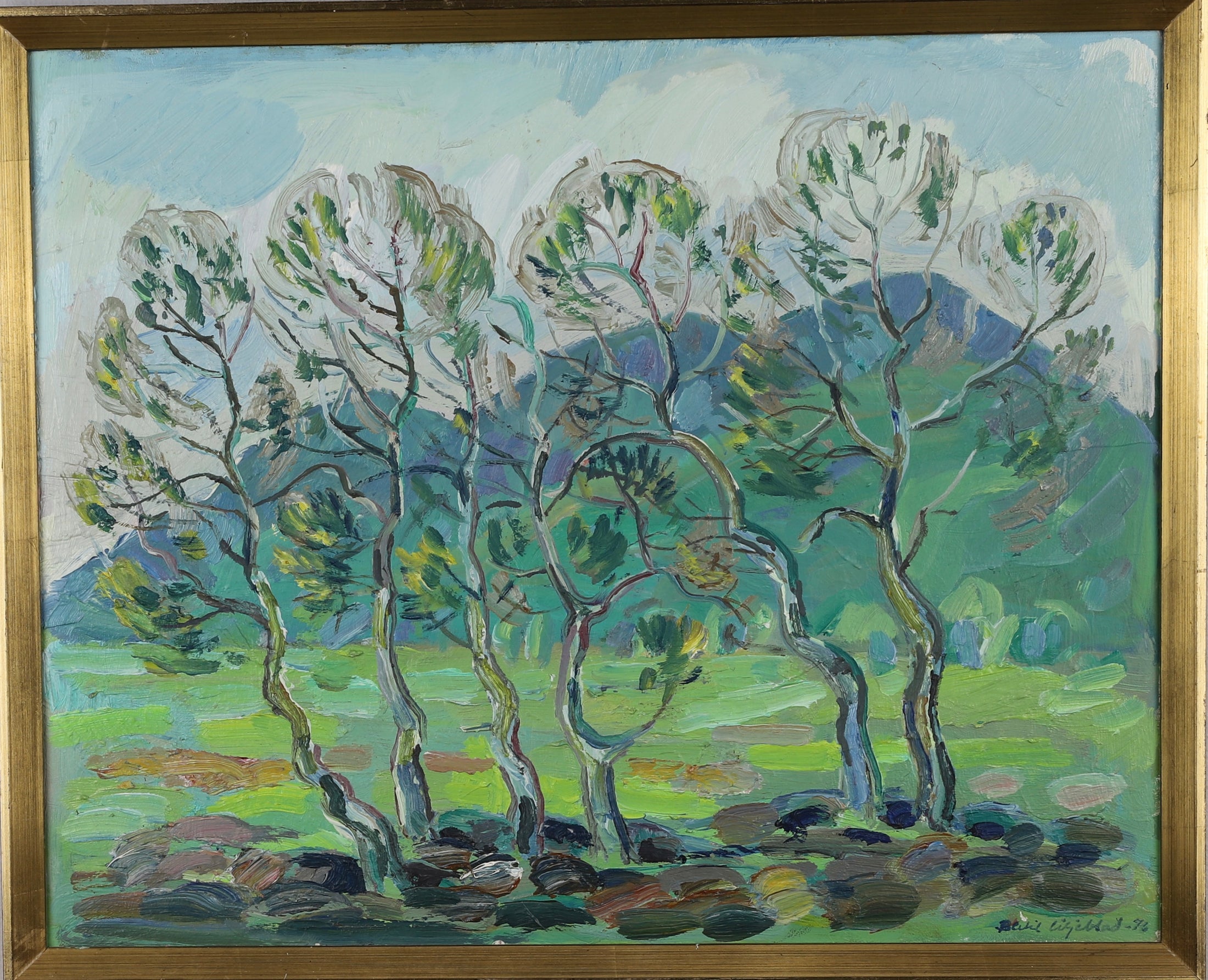 Mid Century Landscape Oil Painting From Sweden